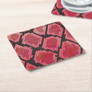 Dessous De Verre Carré Serpent noir et rouge