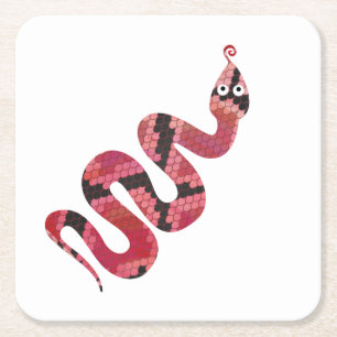 Dessous De Verre Carré Serpent noir et rouge Silhouette