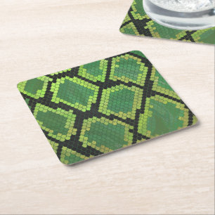 Dessous De Verre Carré Serpent noir et vert
