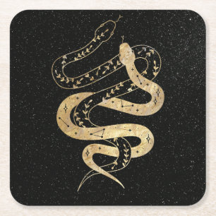 Dessous De Verre Carré Serpents mystiques Imaginaires et noirs