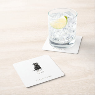 Dessous De Verre Carré Serviettes de mariage personnalisées pour animaux