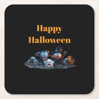 Dessous De Verre Carré Serviettes en emoji de Joyeux Halloween.