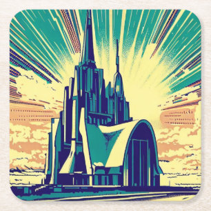 Dessous De Verre Carré SF Église futuriste 3