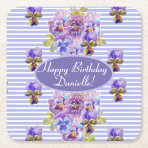 Dessous De Verre Carré Shabby Rose Rose Floral Tea Party