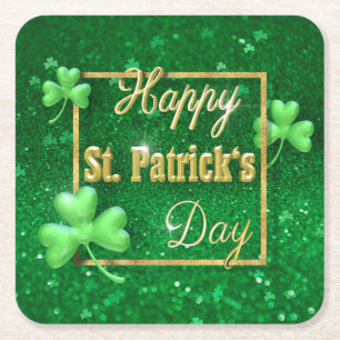 Dessous De Verre Carré Shamrock d'or de la Saint-Patrick