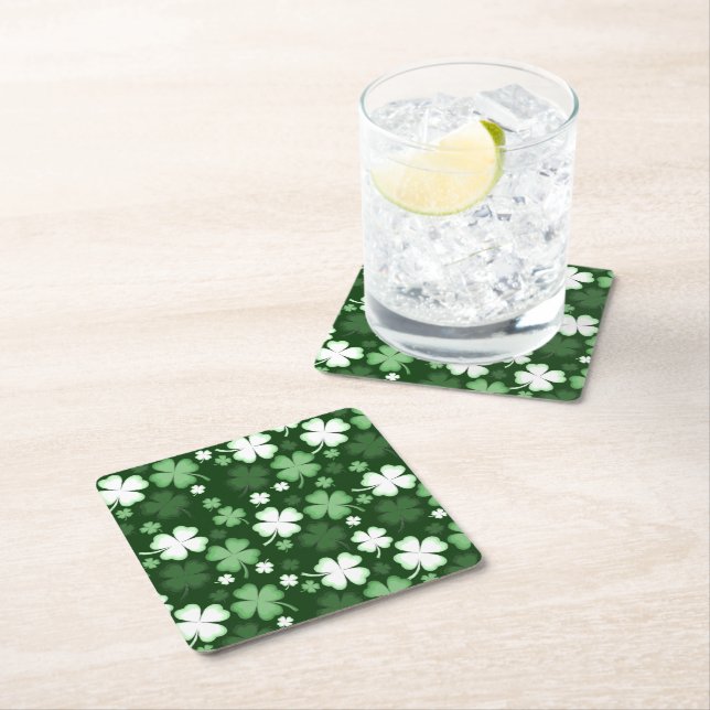 Dessous De Verre Carré Shamrock vert, Saint Patrick's Day (En situation)