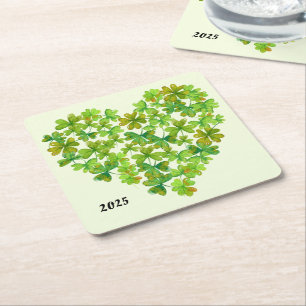 Dessous De Verre Carré Shamrocks dans un coeur