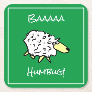 Dessous De Verre Carré Sheep dit Baaaa Humbug - Noël