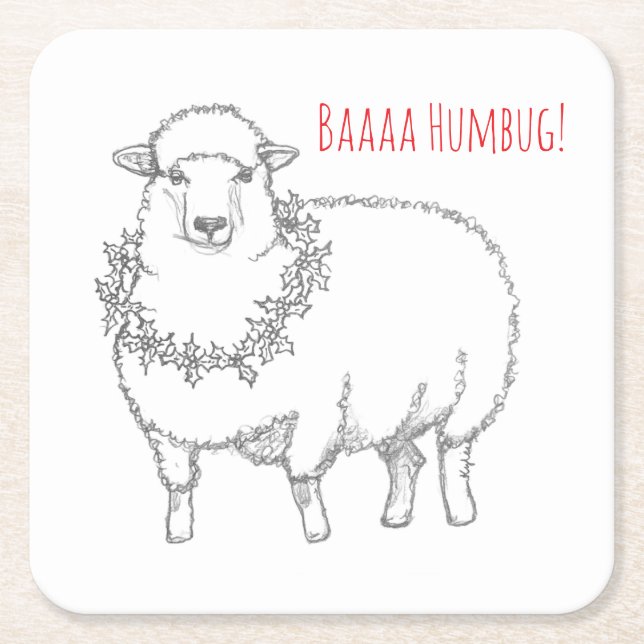 Dessous De Verre Carré Sheep With Holly (Devant)
