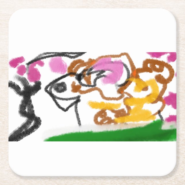 Dessous De Verre Carré Shiba Inu charry fleur (Devant)