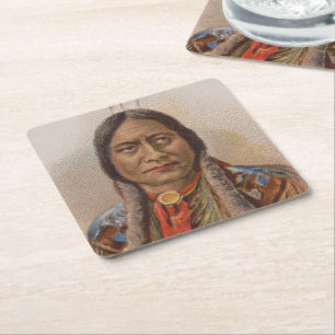 Dessous De Verre Carré Signaux de fumée : Lakota Indian Chief Sitting Bul