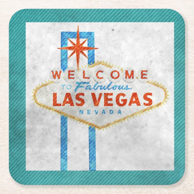 Dessous De Verre Carré SIGNE Las Vegas Aqua Frontière (Devant)