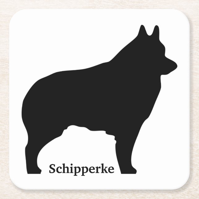Dessous De Verre Carré Silhouette de chien de Schipperke (Devant)