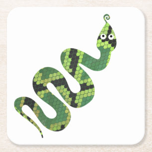 Dessous De Verre Carré Silhouette d'impression en noir et vert serpent