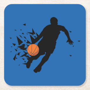 Dessous De Verre Carré Silhouette du joueur de basket