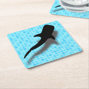 Dessous De Verre Carré Silhouette requin baleine dans la piscine