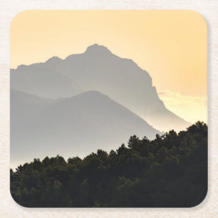 Dessous De Verre Carré Silhouettes des montagnes