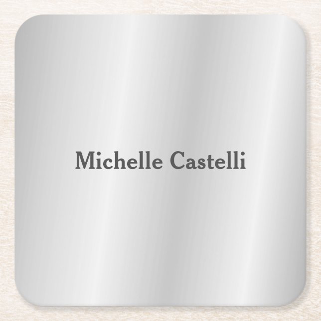 Dessous De Verre Carré Silver Grey Professionnel Unique Classique Simple (Devant)