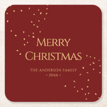 Simple Elegant Rouge & Or Confetti Joyeux Noël