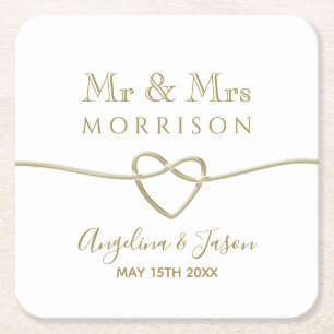 Dessous De Verre Carré Simple Gold Wedding Favor