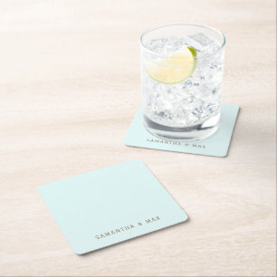 Dessous De Verre Carré Simple mariage moderne personnalisé Seafoam