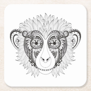 Dessous De Verre Carré Singe inspiré