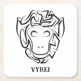 Dessous De Verre Carré Singe tribal noir et blanc