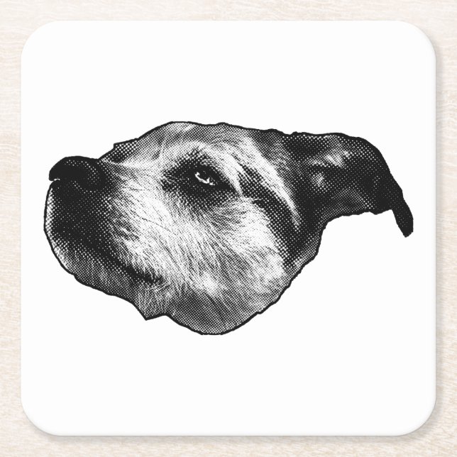 Dessous De Verre Carré Sip de point après-lueur — Terrier (Devant)