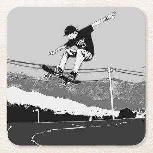 Dessous De Verre Carré Skateboard Getting Air - Skateboarder Design
