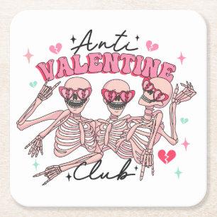 Dessous De Verre Carré Skeletons de la Journée anti-Valentines