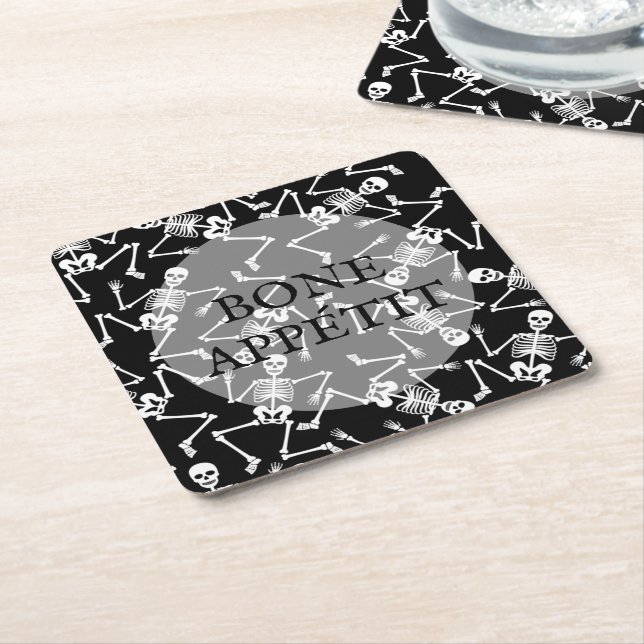 Dessous De Verre Carré Skeletons Halloween (Incliné)