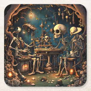 Dessous De Verre Carré Skeletons surréalistes III