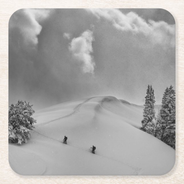 Dessous De Verre Carré Ski de fond en poudre (Devant)