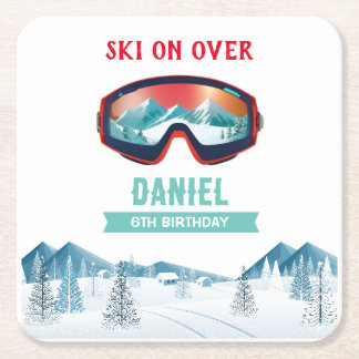 Dessous De Verre Carré Ski Fête Anniversaire Pistes Ski Snowboard