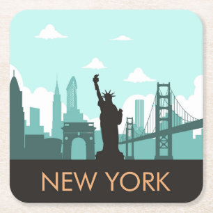 Dessous De Verre Carré Skyline Creative New York