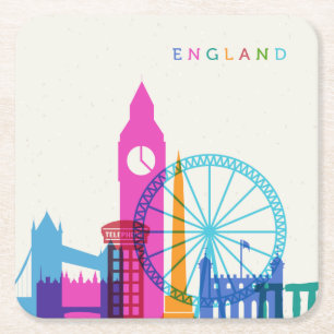 Dessous De Verre Carré Skyline d'Angleterre