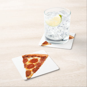 Dessous De Verre Carré SlipperyJoe's classique pepperoni pizza tranche fo
