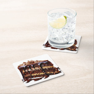 Dessous De Verre Carré SlipperyLa décadence de gâteau au chocolat pur de 