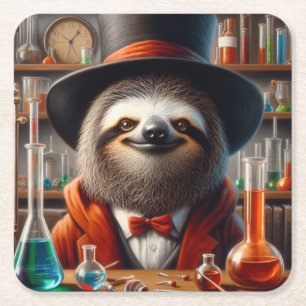 Dessous De Verre Carré Sloth Mad Scientifique