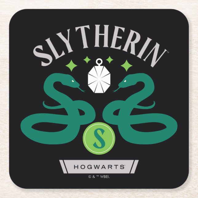 Dessous De Verre Carré SLYTHERIN™ House Double Snake Locket Graphique (Devant)