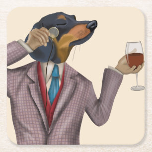 Dessous De Verre Carré Snob de vin de Dachshund