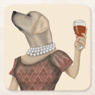 Dessous De Verre Carré Snob de vin du Labrador jaune