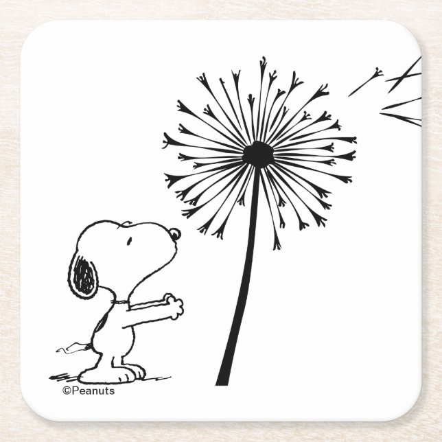 Dessous De Verre Carré Snoopy Avec Dandelion (Devant)