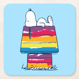 Dessous De Verre Carré Snoopy   Rainbow Dog House