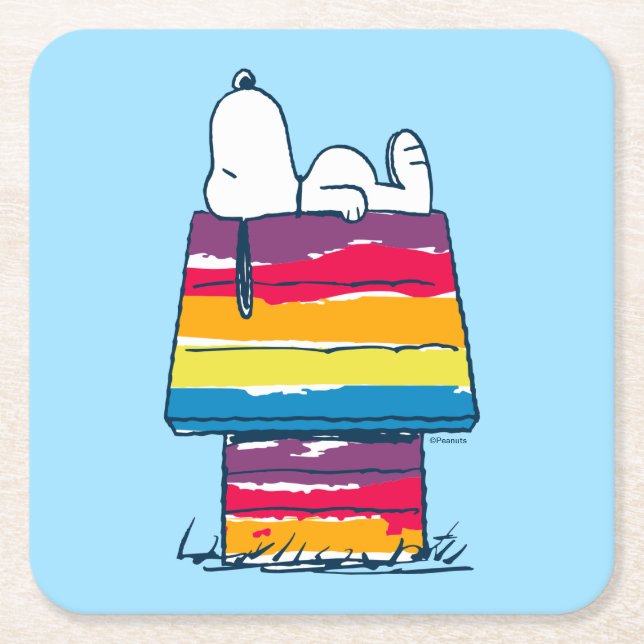Dessous De Verre Carré Snoopy | Rainbow Dog House (Devant)