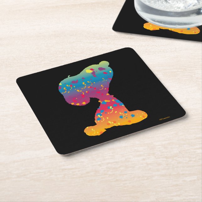 Dessous De Verre Carré Snoopy Rainbow Graffiti Silhouette (Incliné)