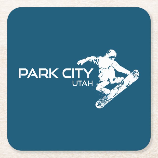 Dessous De Verre Carré Snowboardeur Park City Utah (Devant)