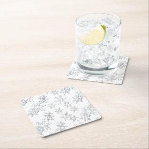 Dessous De Verre Carré Snowflakes d'hiver Élégant blanc