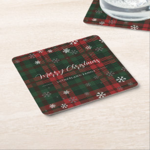 Dessous De Verre Carré Snowflakes Plaid Motif hiver personnalisé
