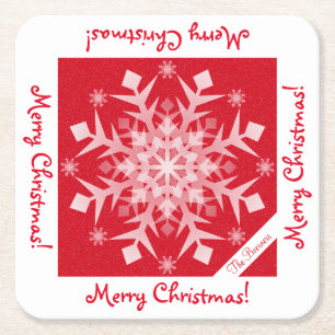 Dessous De Verre Carré Snowflakes Snoft Red Holiday Boisson Disposable